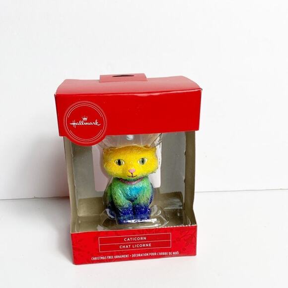 Hallmark Multicolor Rainbow Caticorn Cat Christmas Tree Ornament New in Box - Picture 1 of 3